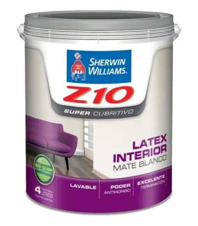 Pintura Látex Z10 Interior Mate Blanco Supercubritivo 4 Litros
