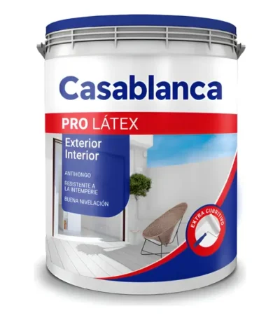 Pintura Látex Casablanca Pro Interior Exterior Acabado Mate Blanco 4 Litros