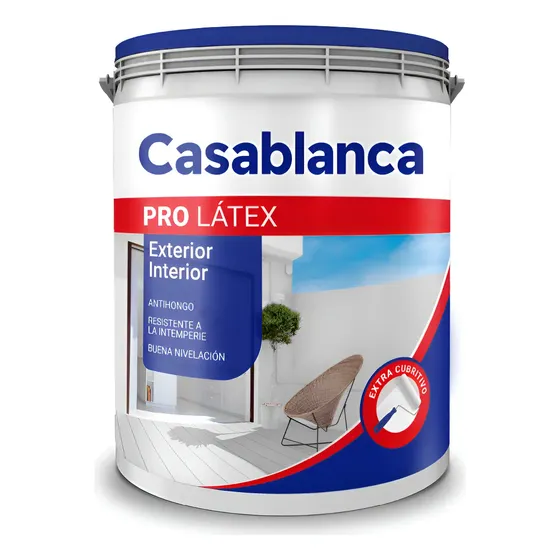 Pintura Látex Casablanca Pro Interior Exterior Acabado Mate Blanco 4 Litros