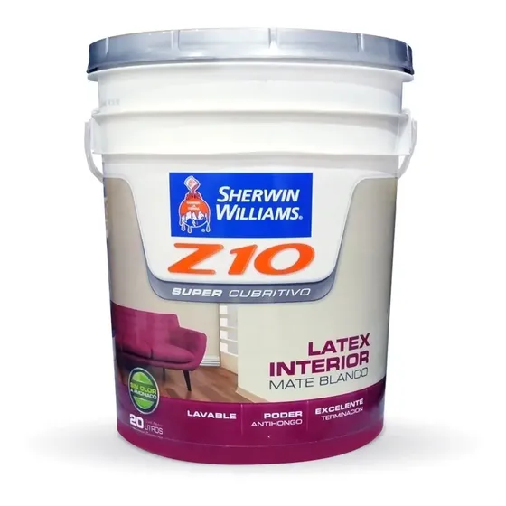 Pintura Látex Interior Sherwin-Williams Z10 Antihongos Blanco Mate 10 Litros