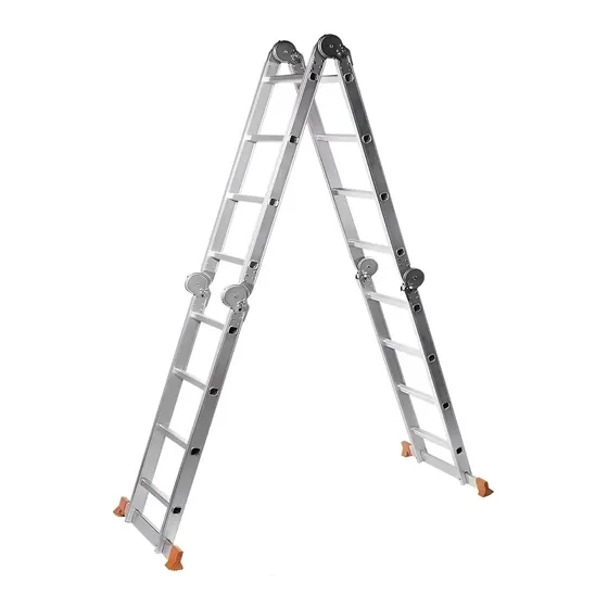 Escalera Multipropósito Lüsqtoff LE400 de Aluminio Plegable Plateada