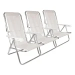 Set 3 Reposeras Mor de Aluminio Plegables 8 Posiciones para Playa y Pileta