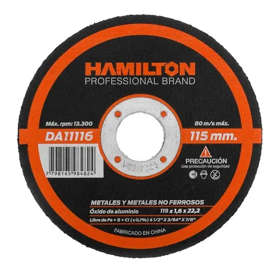Hamilton Discos de Corte Abrasivos 115x1.6mm para Metales x25u