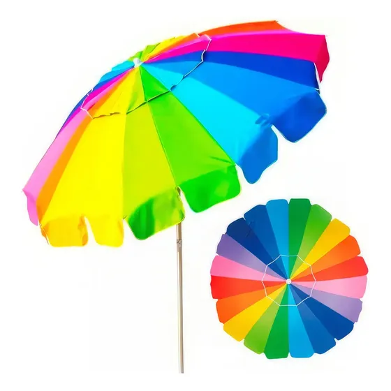 Sombrilla Parasol Rainbow Multicolor 2.20m para Jardín y Playa