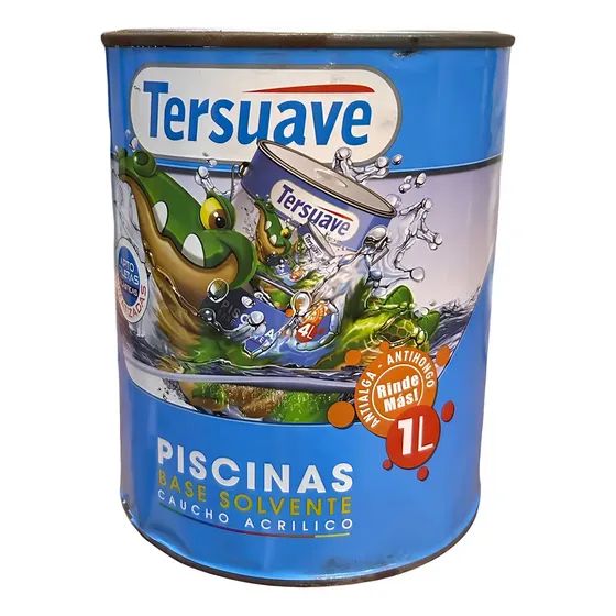 Tersuave Pintura para Piscinas Solvente Azul 1 Litro - Hormigón, Fibra y Plástico