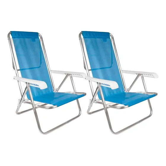 Set 2 Reposeras Plegables de Aluminio 8 Posiciones Livianas - Para Camping y Jardín