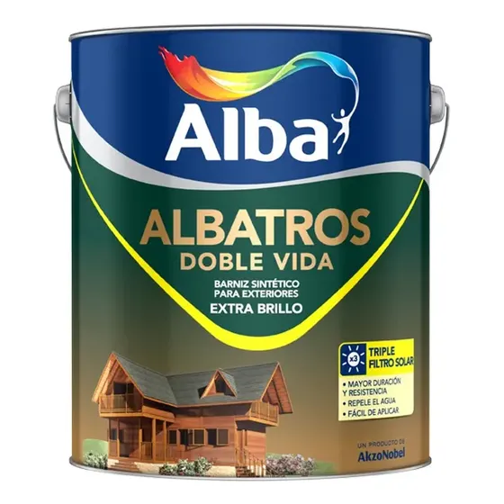 Barniz Albatros Doble Vida Exterior Triple Solar Brillante Incoloro 1 Litro