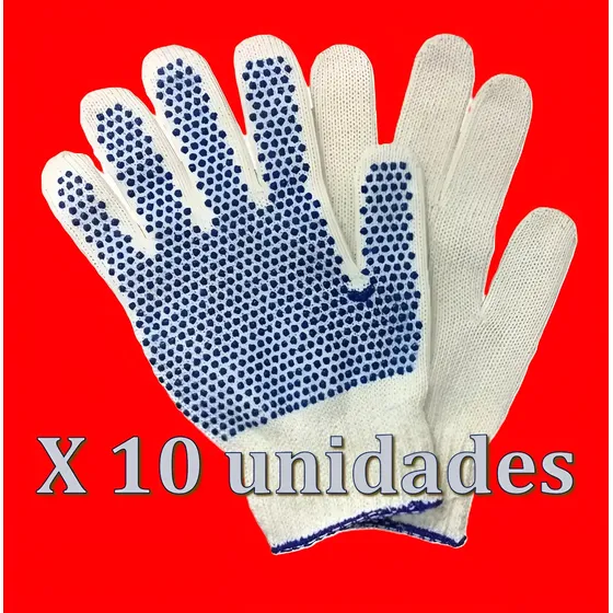 Guantes de Protección Moteados PVC Reforzados Azul/Blanco (Pack 10 Pares)