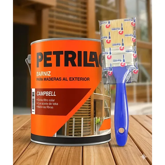 Combo Pintura: Barniz Marino Campbell 4 Litros + Pincel Petrilac Nº20