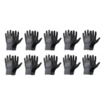 Guantes Táctiles de Nylon Poliuretano Negro Talle 10 - Pack x10 Pares